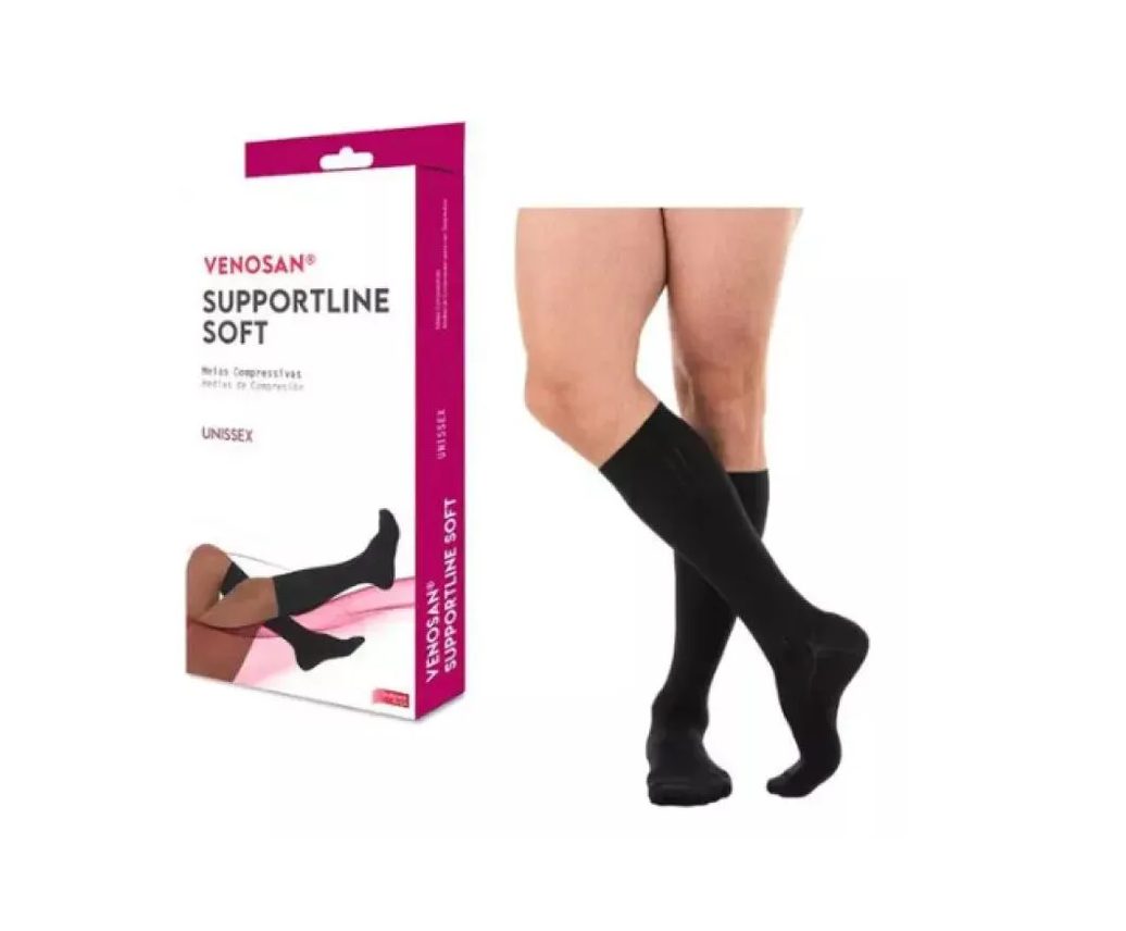 Meia de Compressão para Viagem Supportline Soft 18-22mmhg 3/4 Ad Panturrilha Cor Preta - Venosan M