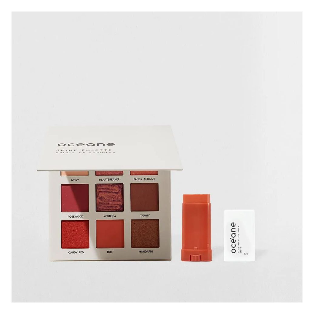 Kit Blush em Bastão Laranja + Paleta de Sombras Shine Océane Limited (2 Produtos)
