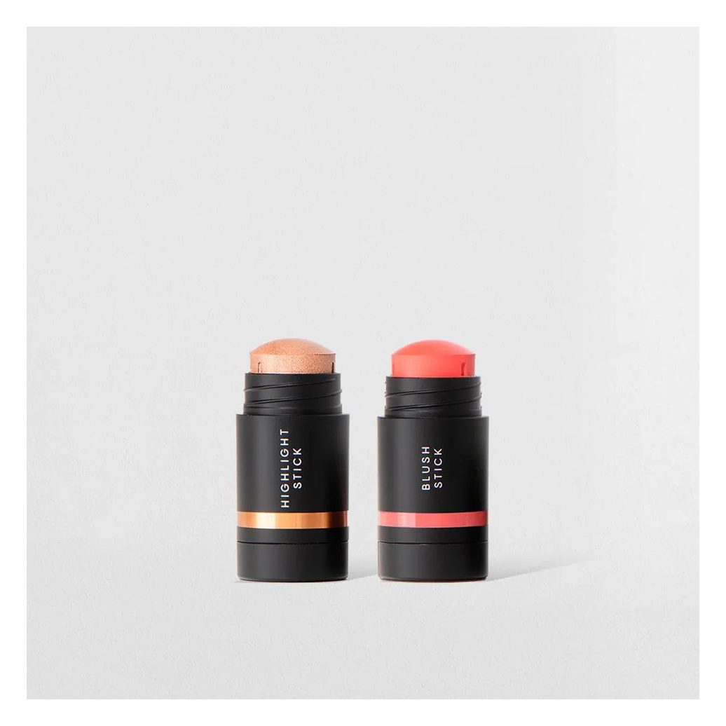 Kit Mini Iluminador em Bastão + Mini Blush em Bastão Coral (2 Produtos)