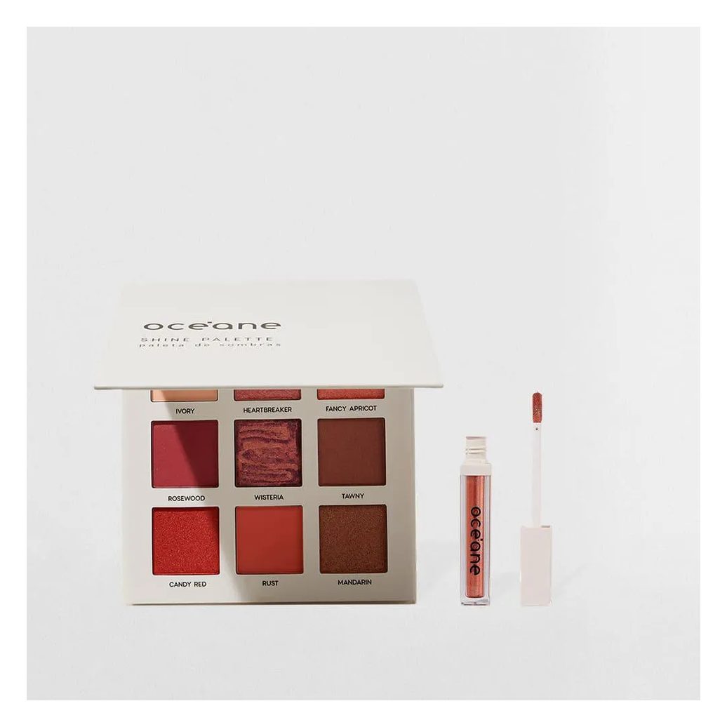 Kit Paleta de Sombras Shine + Sombra Líquida Pêssego Océane Limited (2 Produtos)