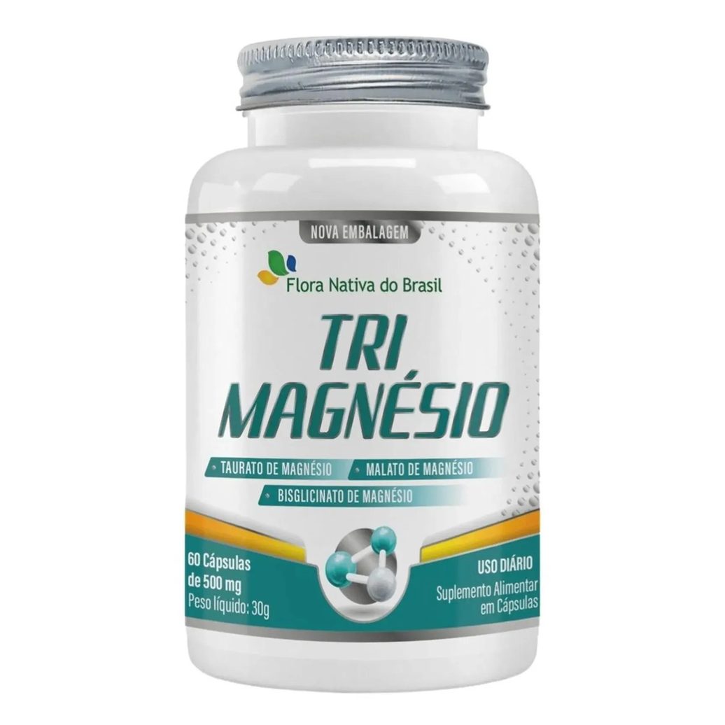 Tri Magnésio (taurato de Magnésio, Malato e Bisglicinato) 60 cápsulas - Flora Nativa