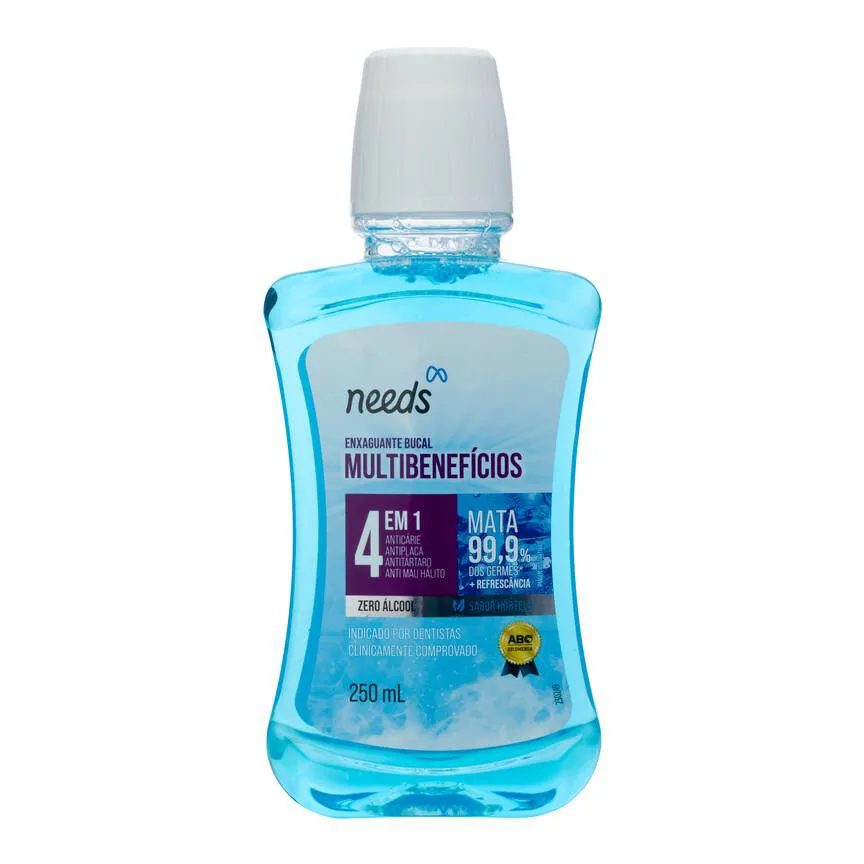 Enxaguante Bucal Needs 4 em 1 Hortelã Sem Álcool 500ml + 250ml