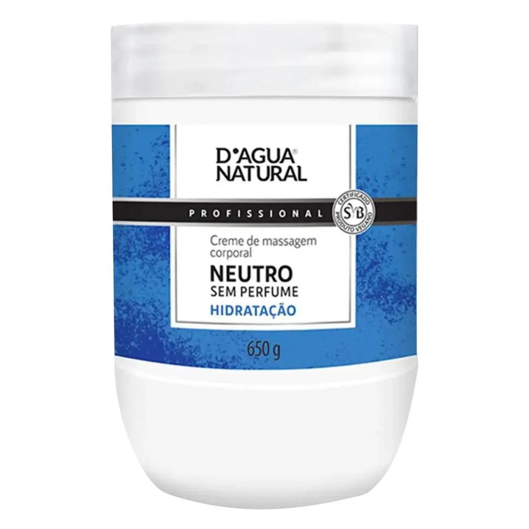 Creme Massagem Corporal Neutro sem Perfume 650g Dagua Natural