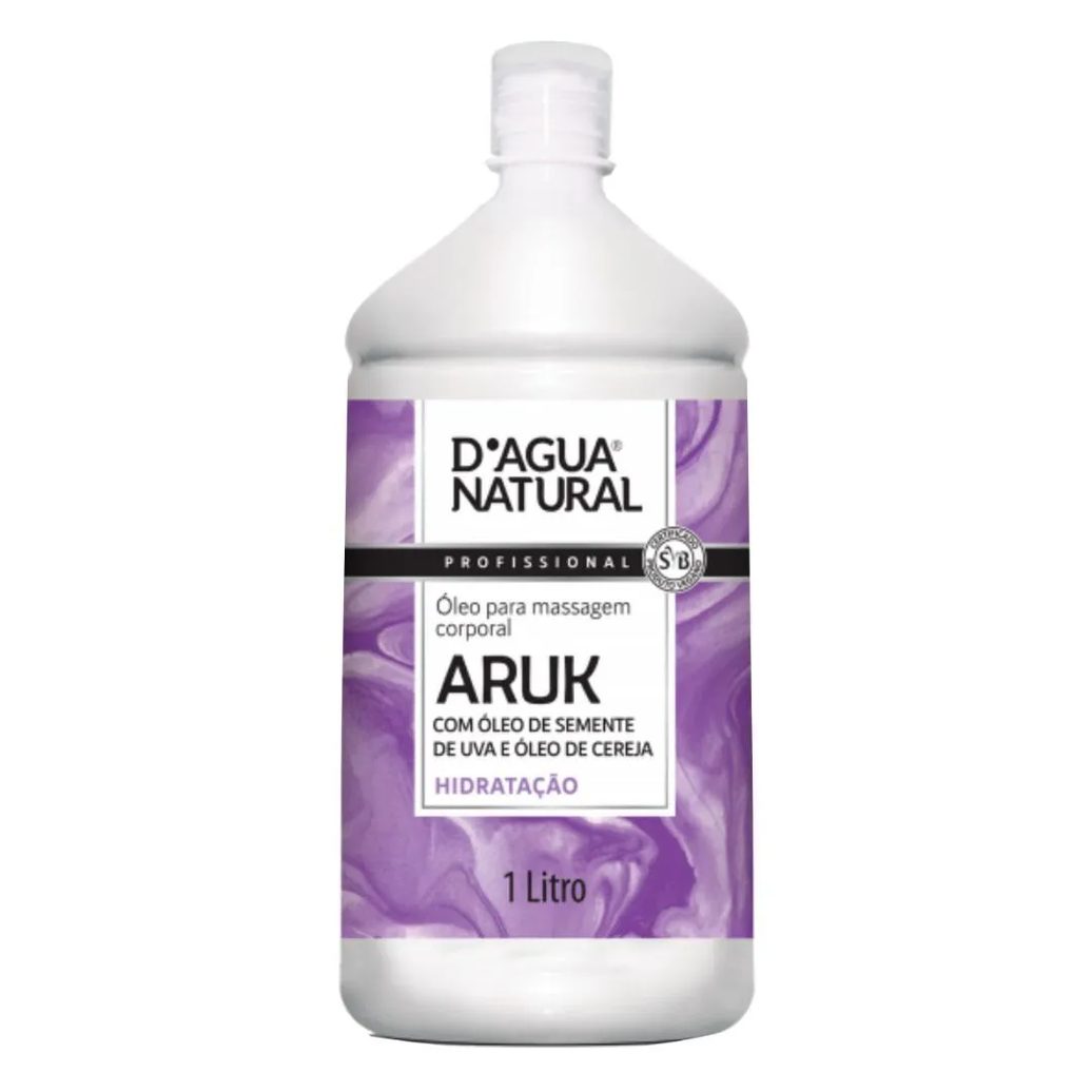 Oleo Massagem Corporal Aruk Semente Uva Cereja 1Lt D'Agua Natural