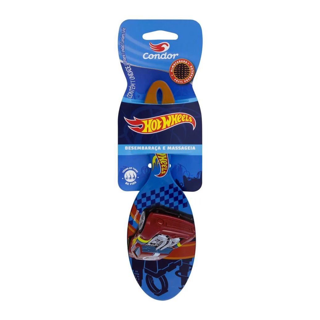 Escova para Cabelo Almofadada Oval Hot Wheels Condor