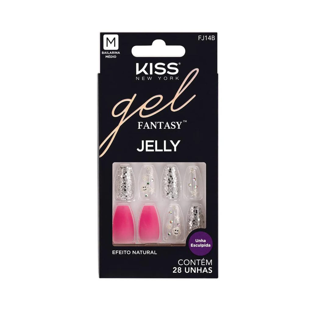 Unha Decorada Bailarina Média Gel Fantasy Jelly - Kiss Ny