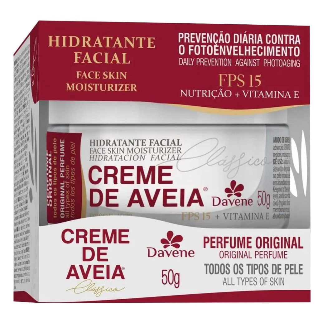Creme Facial de Aveia Classico 50g Hidratante Davene