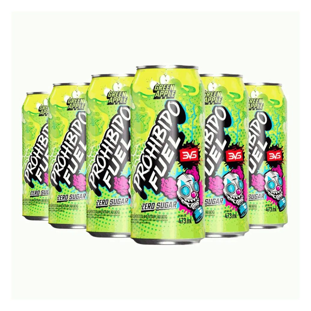 Prohibido Fuel Pré-Treino Drink Pack (6 Unid. de 473Ml) - Sabor: Green Apple