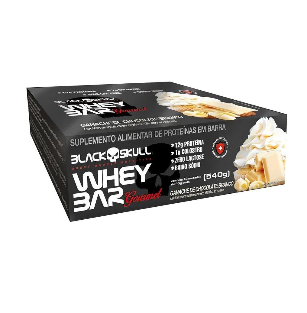 Whey Bar Gourmet (Caixa 12 Unid. 45G) - Sabor: Ganache de Chocolate Branco