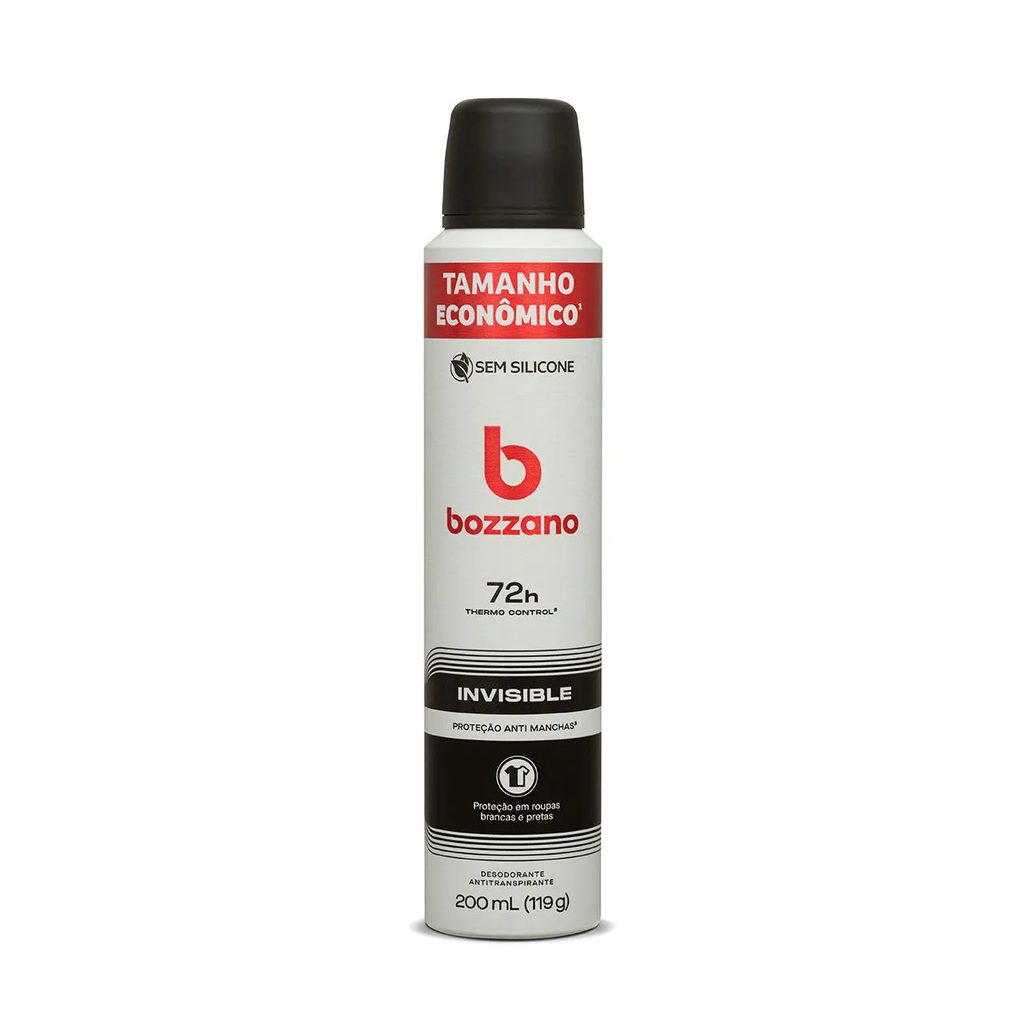 Desodorante Antitranspirante Aerosol Bozzano Invisible Masculino 72h 200ml