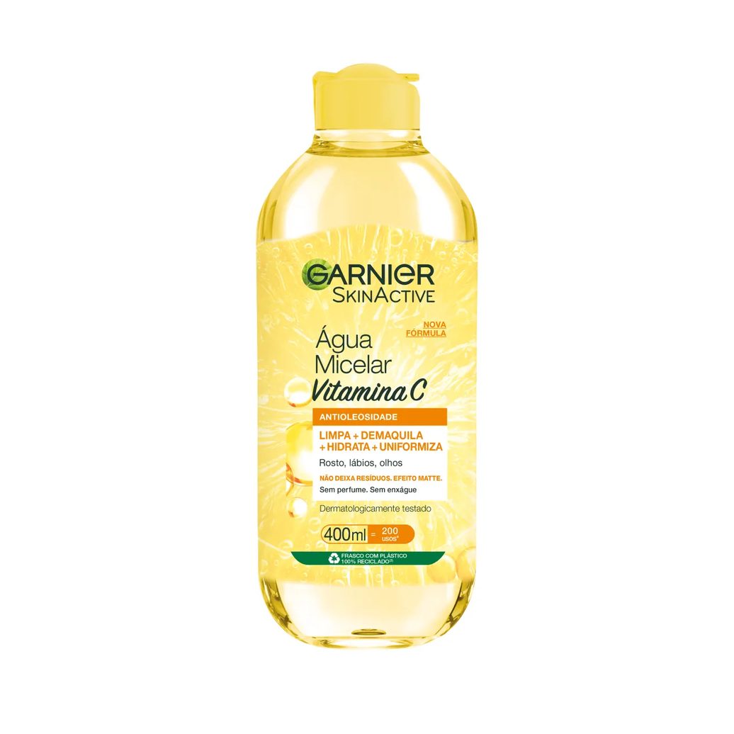 Água Micelar Garnier SkinActive Antioleosidade Vitamina C Oil Free com Limpeza Facial que Controla o Brilho 400ml