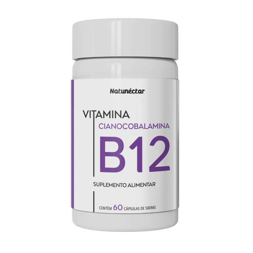 Vitamina B12 - Cianocobalamina 500mg 60 Cápsulas - Natunéctar