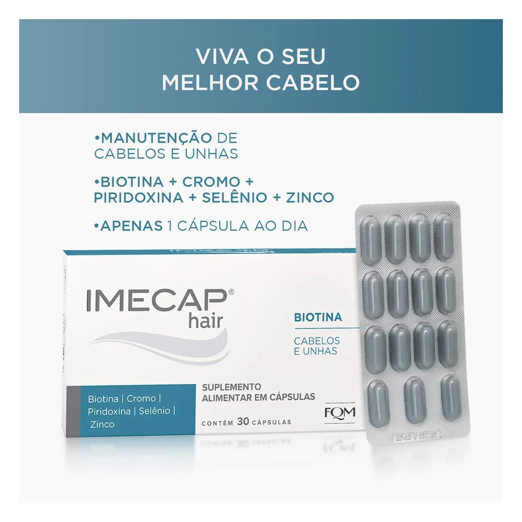 Suplemento Alimentar Imecap Hair Cabelos e Unhas 30 cápsulas