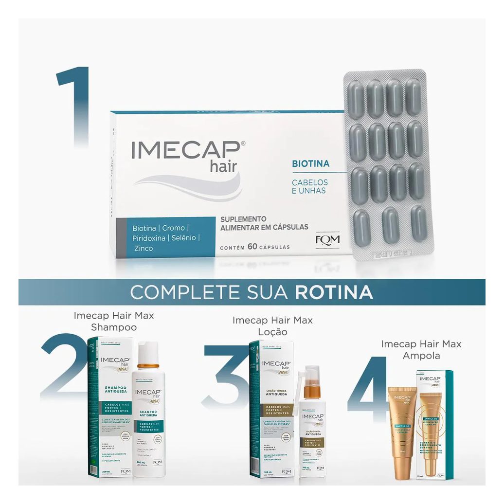 Suplemento Alimentar Imecap Hair Leve 90 Pague 60 cápsulas
