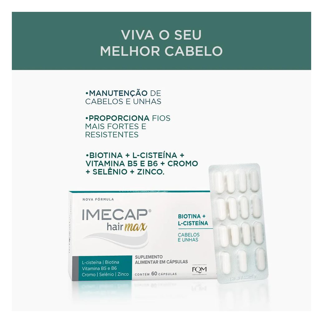 Suplemento Vitamínico Imecap Hair Max Cabelos e Unhas - 60 Cápsulas