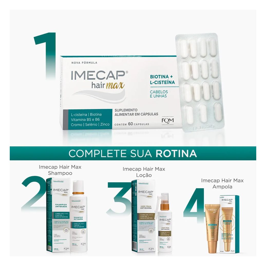 Suplemento Vitamínico Imecap Hair Max Cabelos e Unhas - 60 Cápsulas
