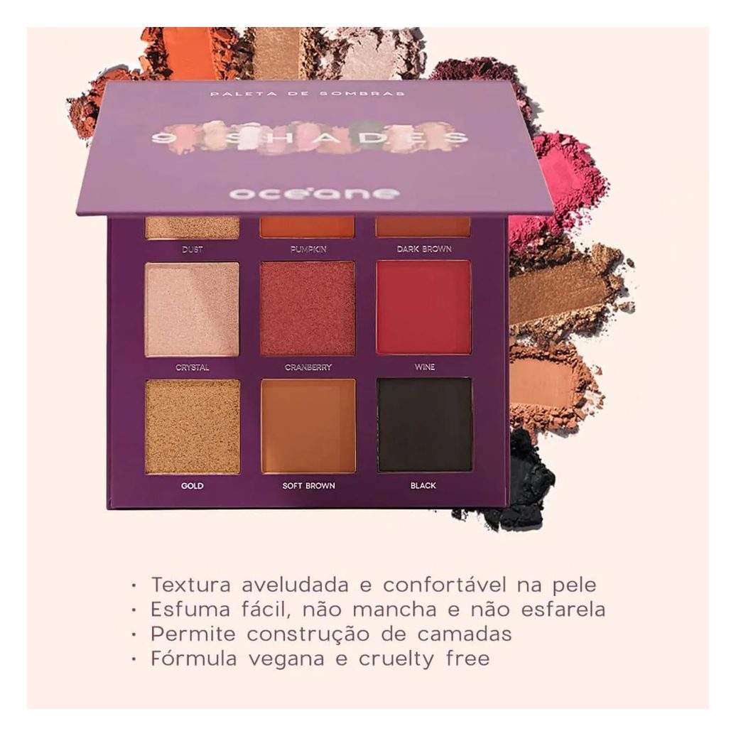 Océane Purple 9 Shades - Paleta de Sombras 25g