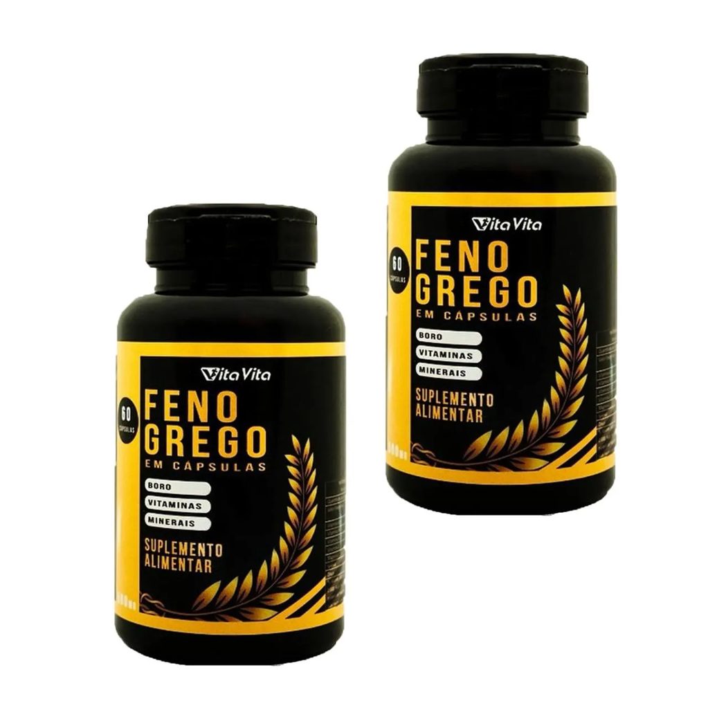 Kit 2un Feno Grego 60 cápsulas + Energia + Disposição + Vitalidade