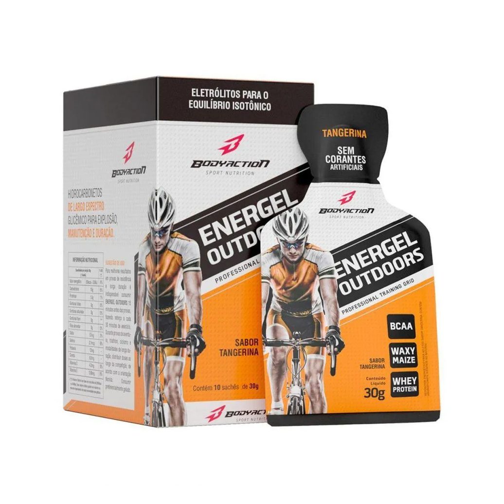 Energel Outdoors Caixa com 10 Sachês (300g) - Sabor: Tangerina