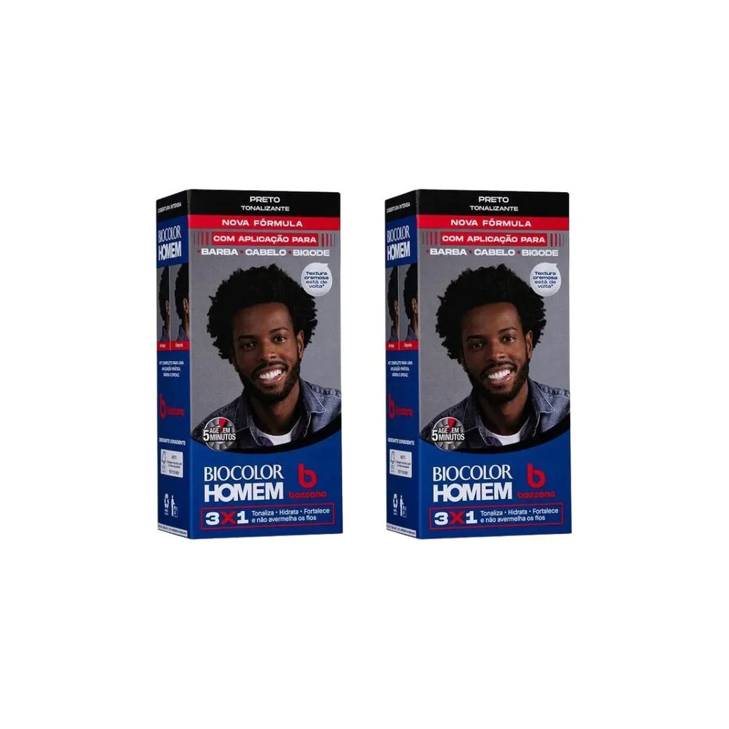 Coloraçao Biocolor Homem Bozzano Preto - Kit C / 2un