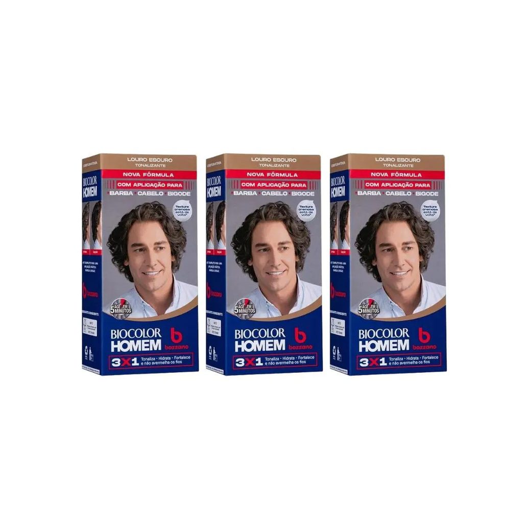 Coloraçao Biocolor Homem Bozzano Louro Escuro - Kit C / 3un