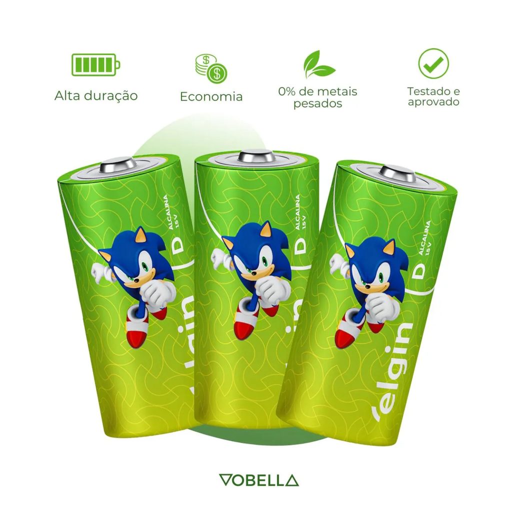 Kit 12 Pilha Alcalina D Lr20 Grande Blister 6 Cartela Elgin