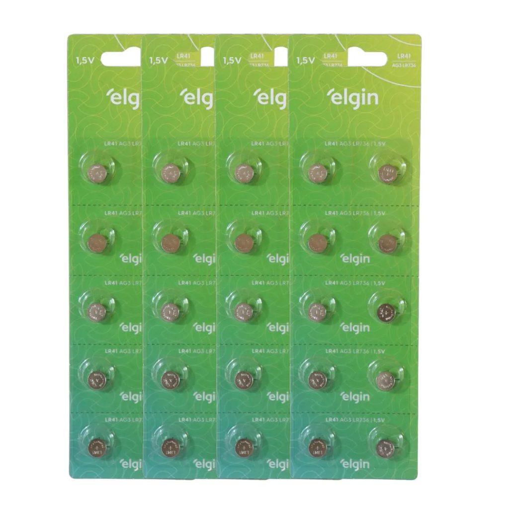 Kit 40 Baterias Pilha Alcalina Lr41 1,5V Ag3 Relógio Elgin
