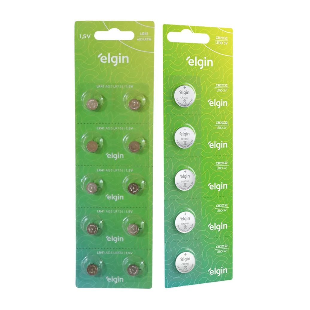 Kit 5 Baterias Pilha Cr2032 10 Baterias Pilhas Lr41 Elgin
