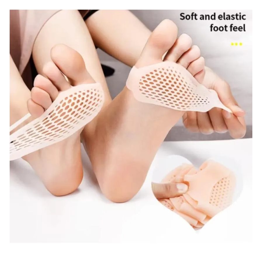 Kit Par Meia Palmilha Ortopédica Protetor para Os Pés Almofada Silicone Gel Tiptoe