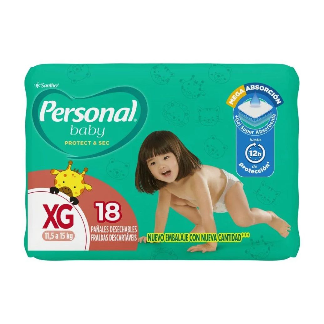 Fralda Descartável Personal Soft & Protect Jumbo Tamanho Xg - 12 Pacotes com 18 Fraldas - Total 216 Tiras