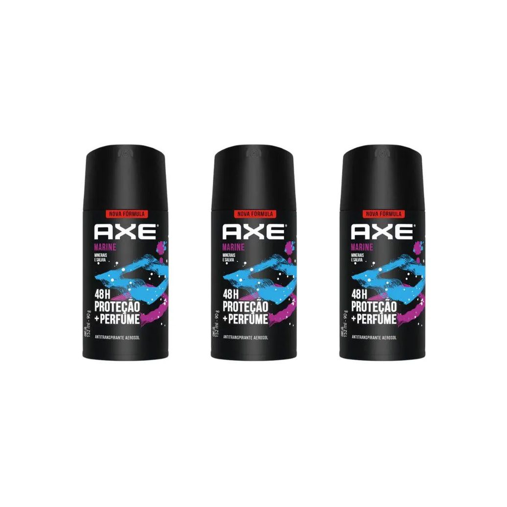Desodorante Aerossol Axe 150ml Marine - Kit C / 3un