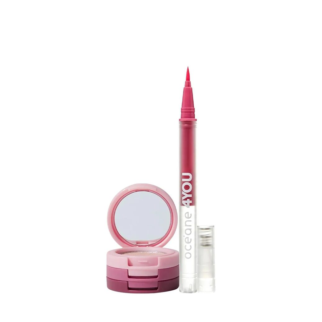 Kit Océane 4you Sombra Rose Sparkle Caneta Delineadora Color Neon Pink (2 Produtos)