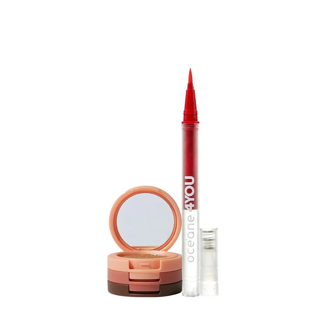 Kit Océane 4you Sombra Rose Sparkle Caneta Delineadora Color Neon Orange (2 Produtos)