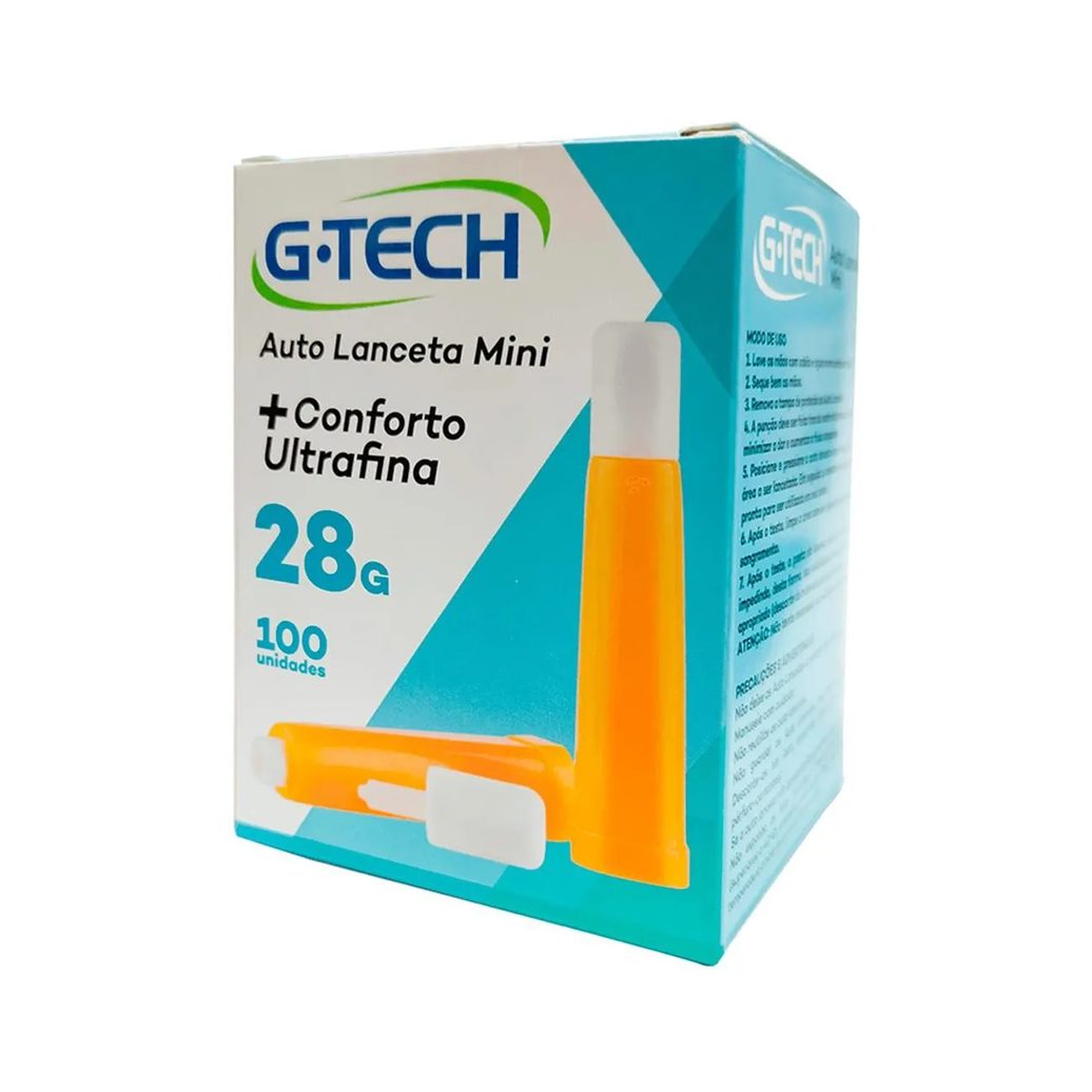 Auto Lanceta Dispositivo de Segurança 28g 100uni G-tech Cor Amarelo