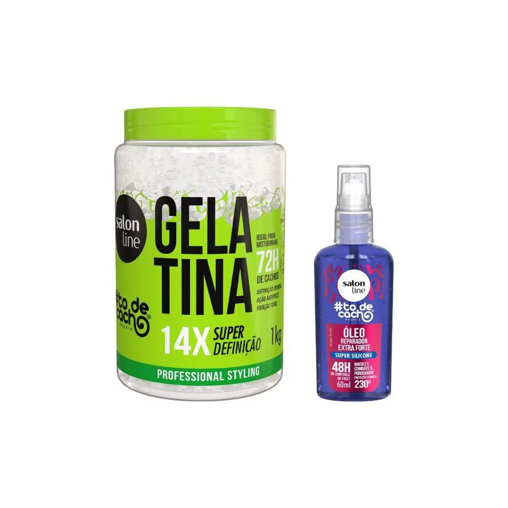 Kit Gelatina #todecacho Super Definição + Óleo Reparação Extra Forte #todecacho