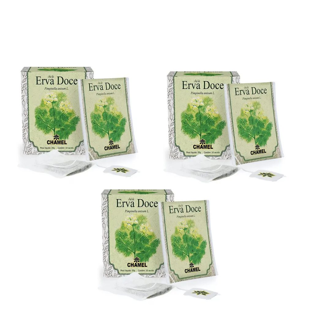 Kit 03 Chá de Erva Doce com 10 Sachês - Chamel