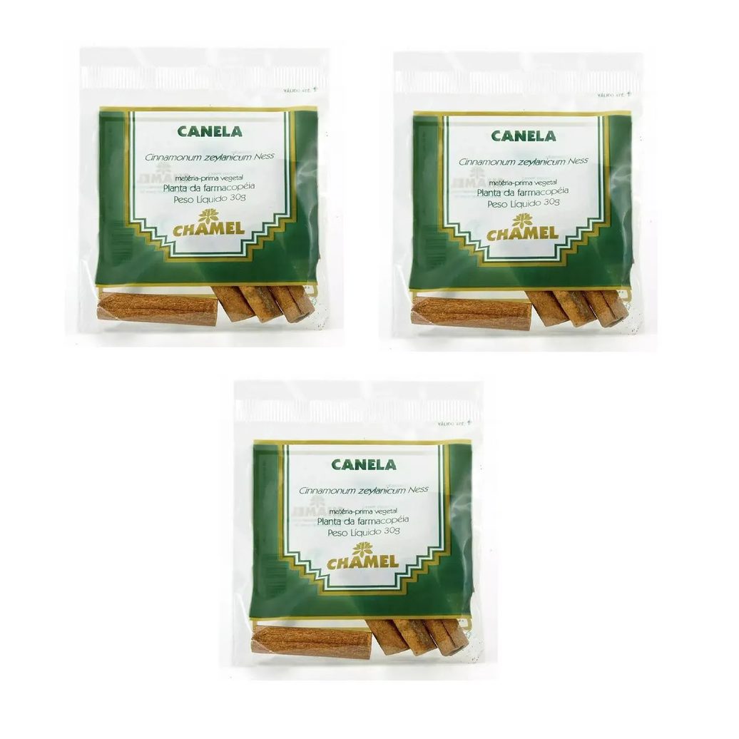 Kit 03 Pacote Canela Rama para Infusão de Chá 30g Chamel