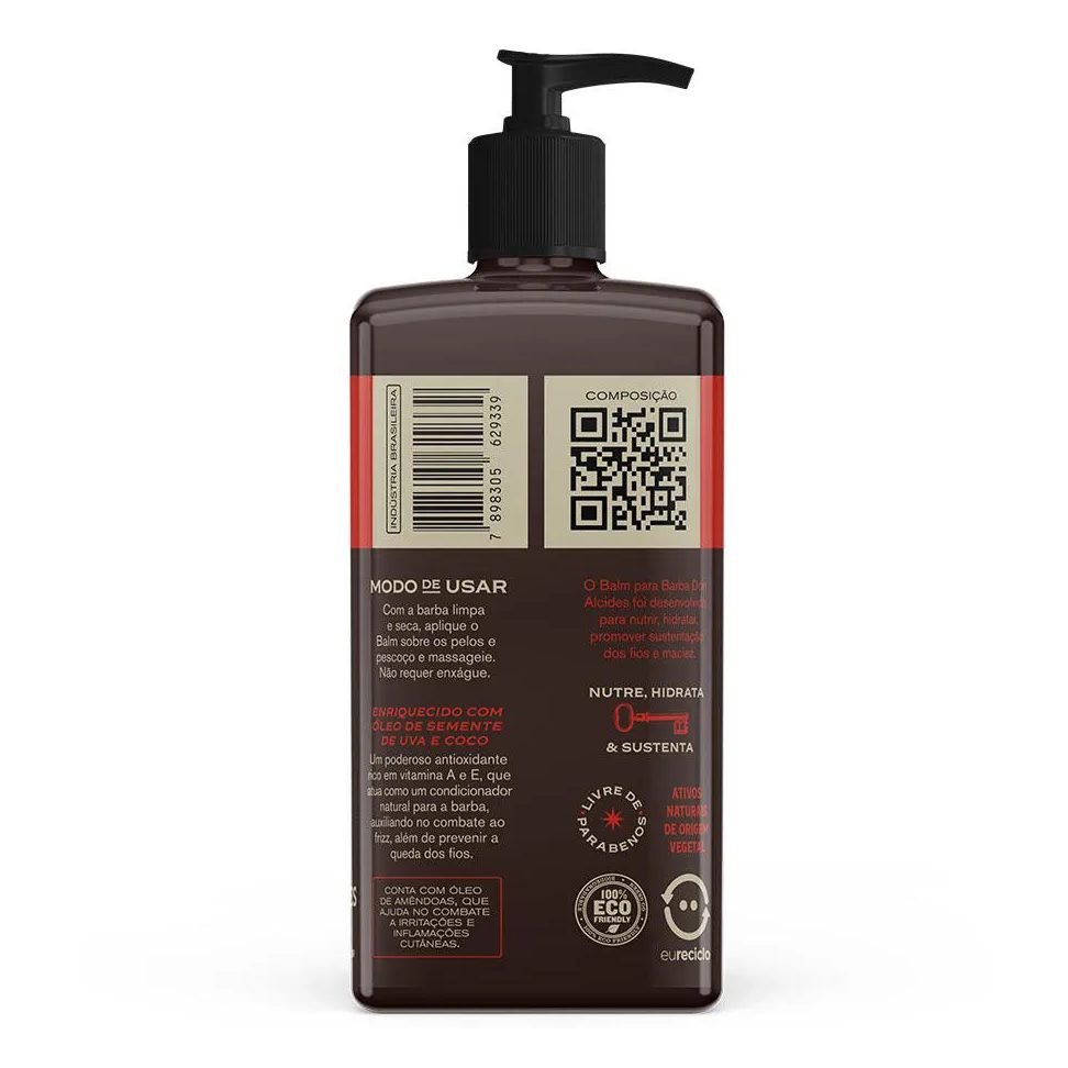 Balm para Barba Negra Amadeirado, Doce e Marcante 120g Don Alcides