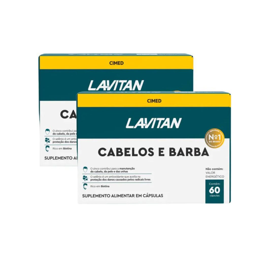 Kit 2 Lavitan Homem Cabelos e Barba - 60 cápsulas - Cimed