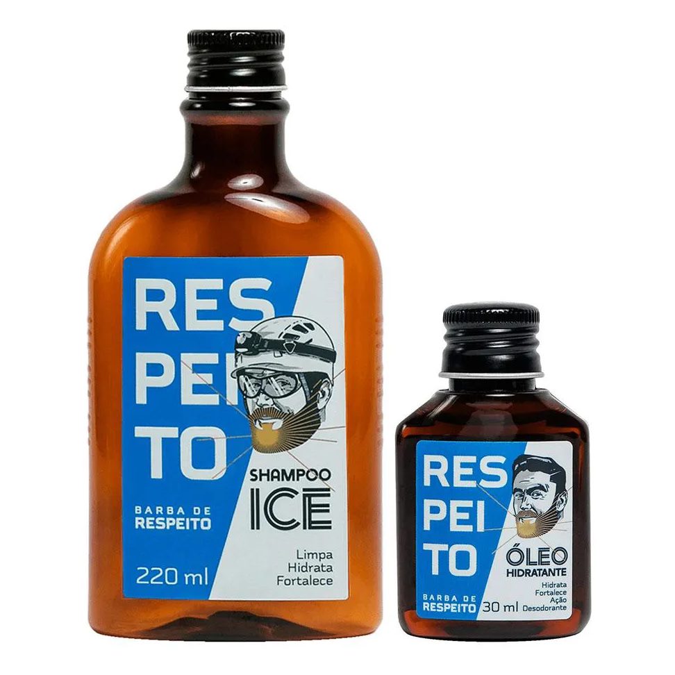 Kit Shampoo Ice + Óleo Hidratante Barba de Respeito