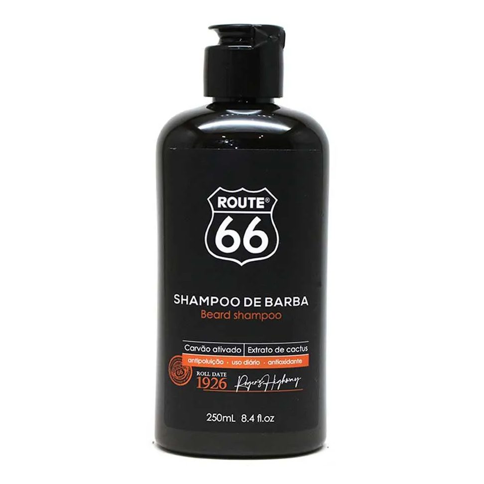 Shampoo de Barba Route 66 Antipoluição com Carvão Ativado 250ml Viking