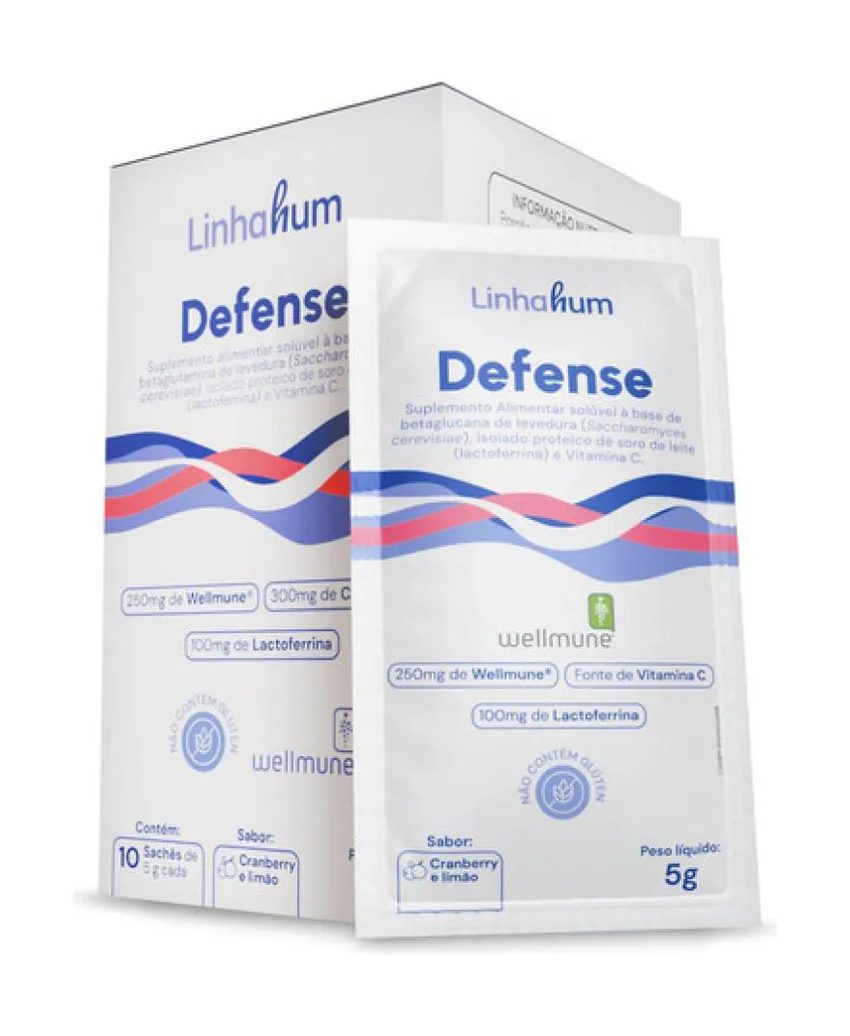 Suplemento Defense Imunoestimulante para Imunidade Linhahum 5g Branco Cranberry e Limão