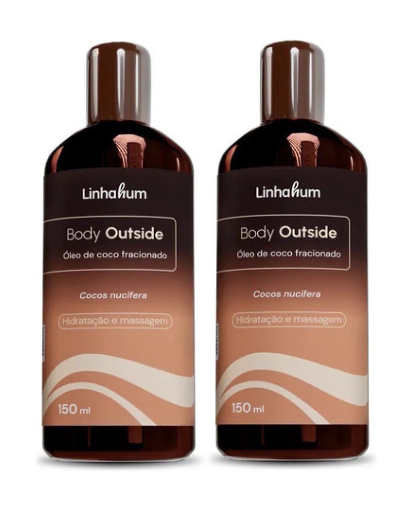 2U Óleo de Coco Massagem Hidratante Corporal Vegano Linhahum 150ml Marrom