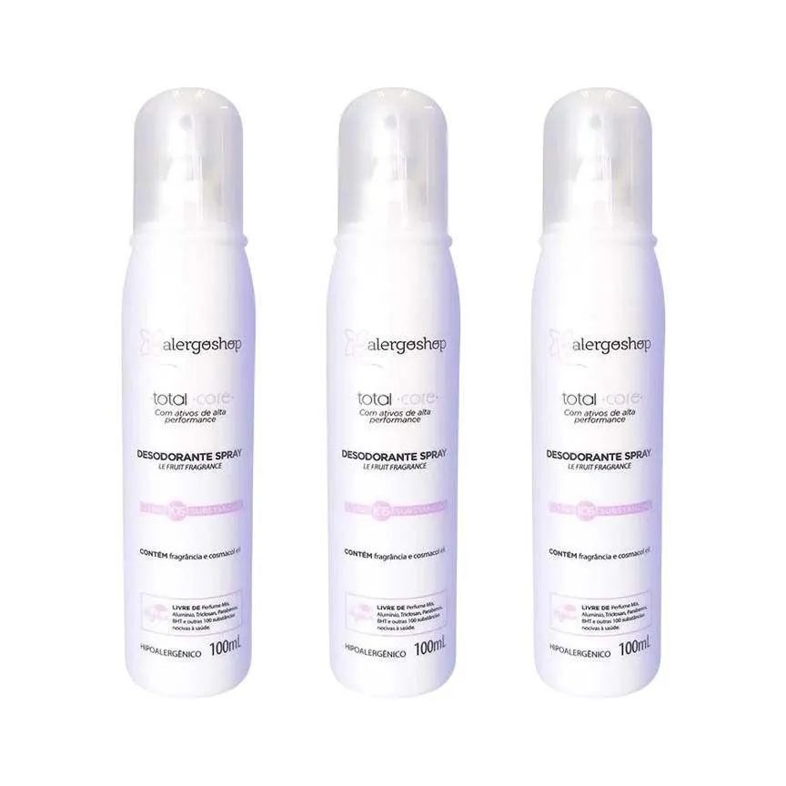 Kit 3 Desodorante Spray Le Fruit Hipoalergênico Total Care Alergoshop 100ml