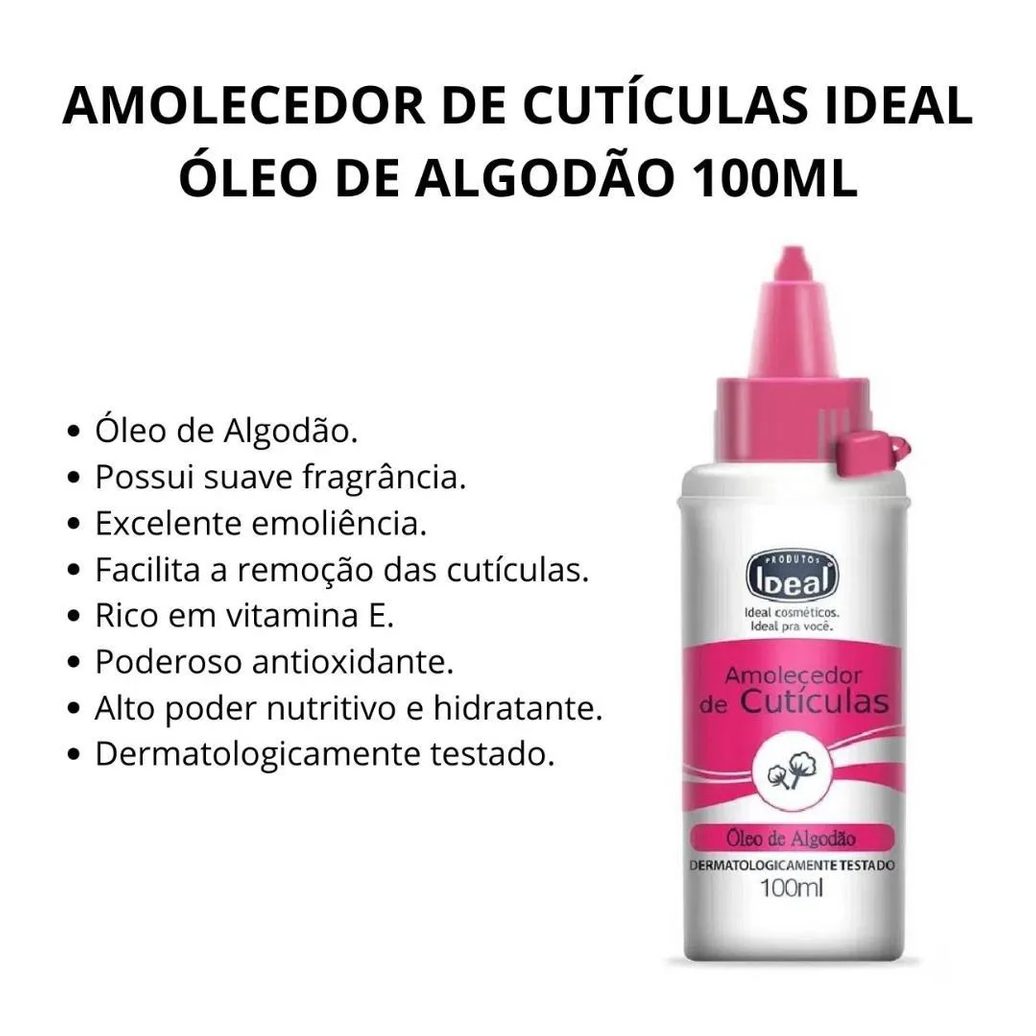 Amolecedor de Cutículas Ideal Óleo de Algodão 100ml