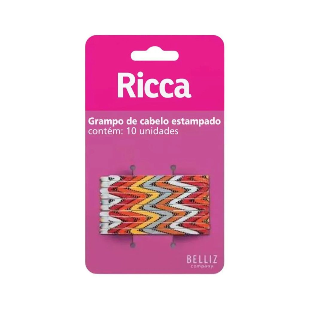 Grampo de Cabelo Estampado Ricca Style Étnico C/10un Cód.1030