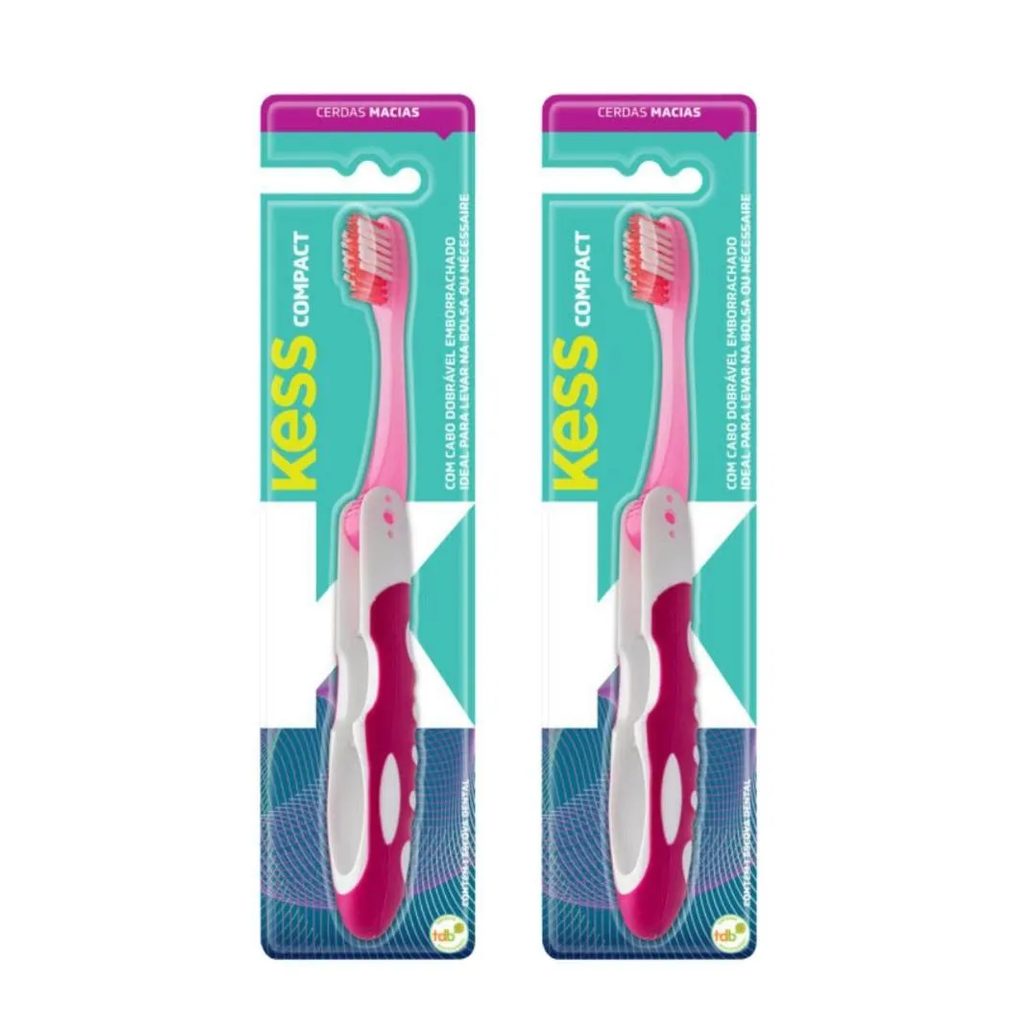 Kit Escova Dental Compact Macia Kess Belliz Rosa C/2