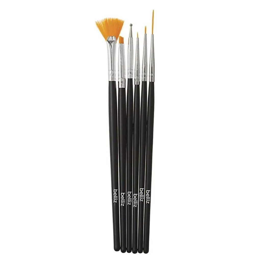Kit Pincéis para Decorar Unhas Belliz Cod.1281 C/6 Un