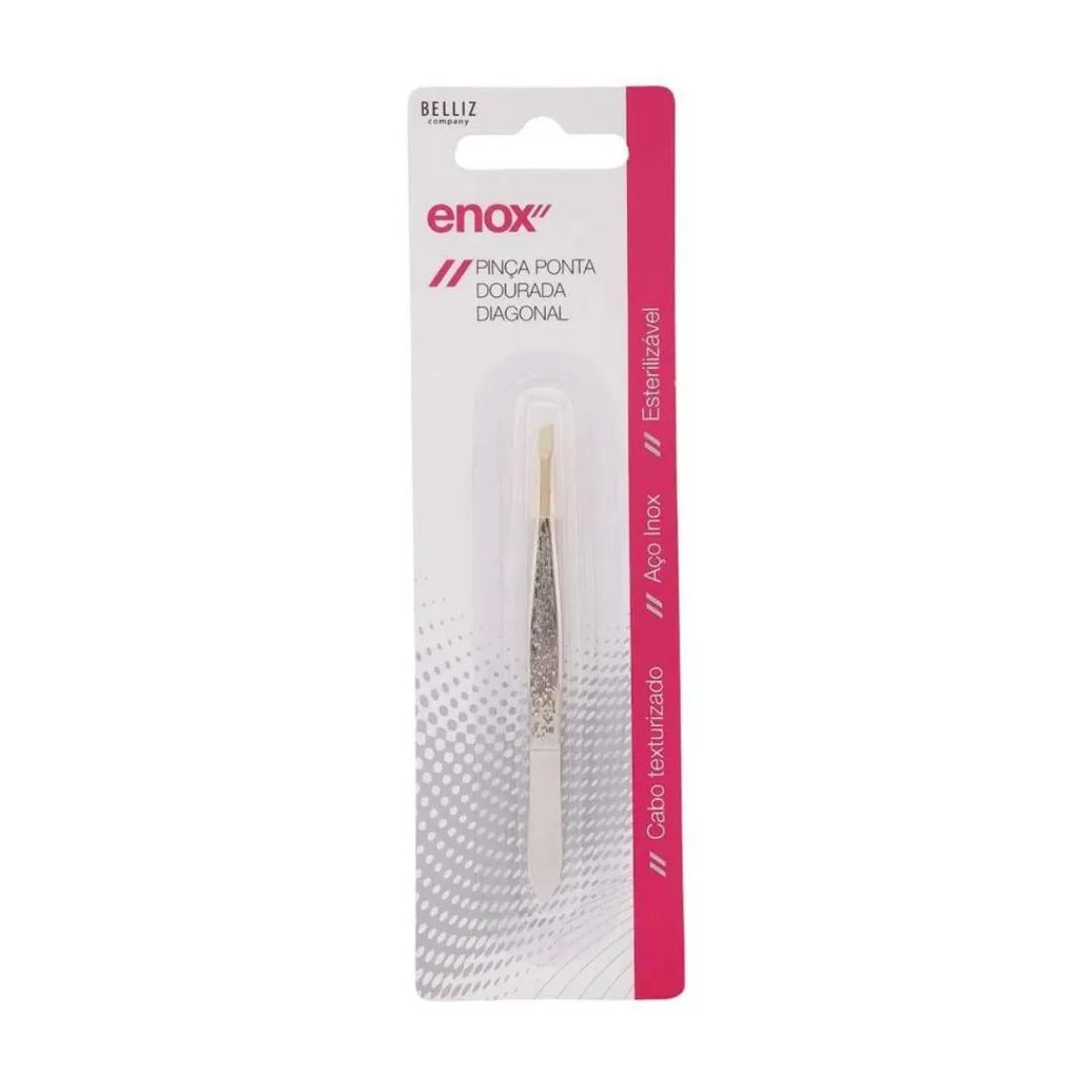 Kit Pinças Belliz Enox Ponta Dourada Diagonal Cod.1707 C/3