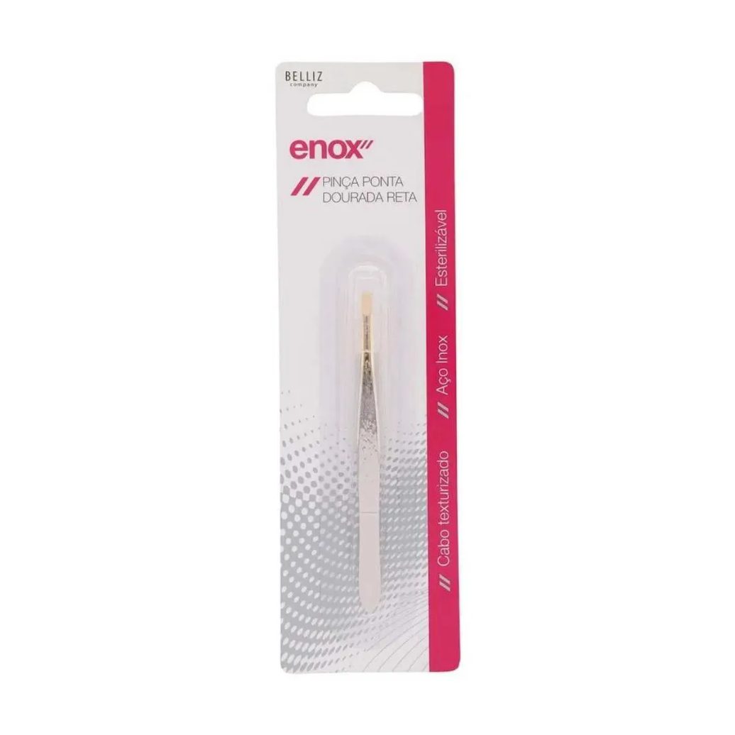 Kit Pinças Belliz Enox Ponta Dourada Reta Cod.700 C/3